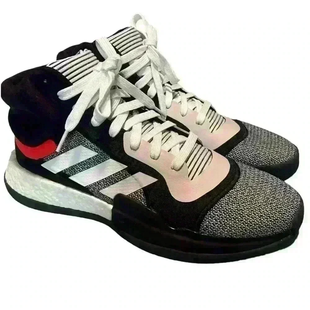 👟 Adidas Marquee Boost Mid Core Black White Basketball Shoes Mens Size 10.5